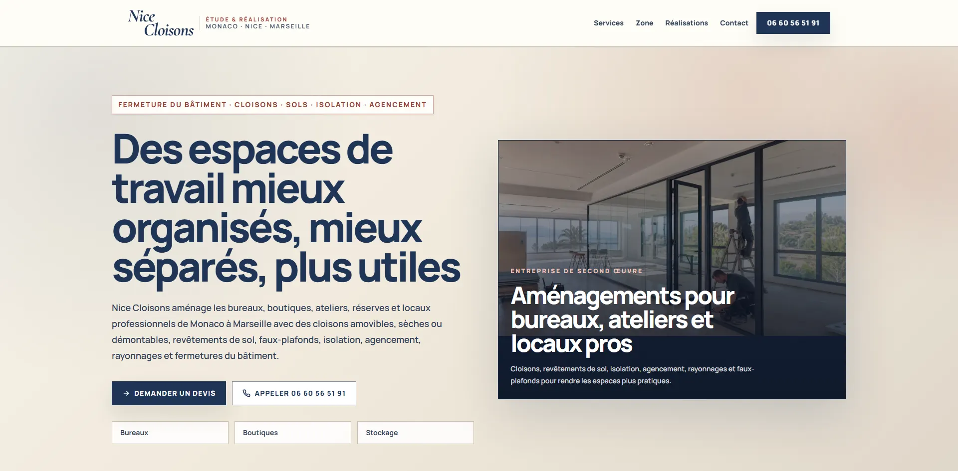Capture du projet Nice Cloisons